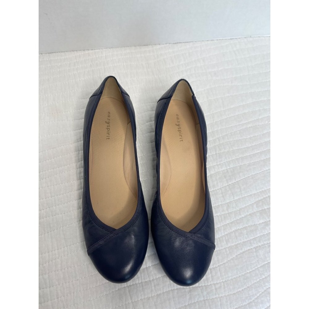 Easyspirit Womens Wedge Slip-On Leather Comfort Heels SZ 8.5W Navy Blue - Picture 8 of 11